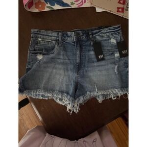 Kut from the Kloth Jane High Rise Distressed Denim Shorts Blue Size 10 KS1278MA1